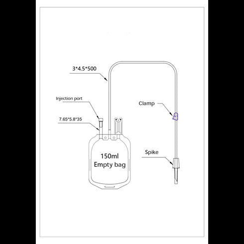 Punga de transfer cu spike si port injector, 150 ml