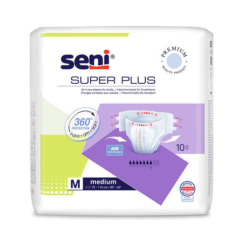 Scutece adulti SENI Super PLUS Medium Air, 7 picaturi, 10 bucati
