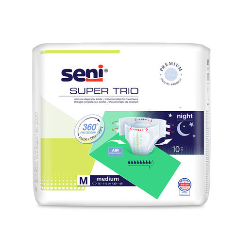 Scutece adulti SENI SUPER TRIO Medium, 8 picaturi, 10 bucati