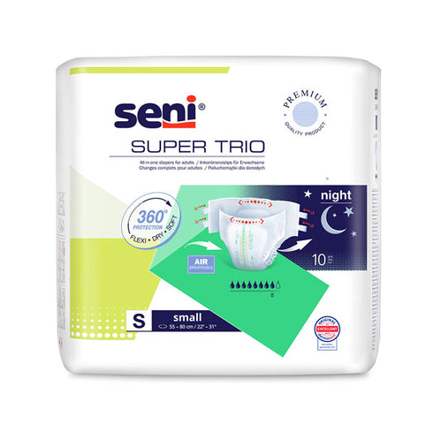 Scutece adulti SENI SUPER TRIO Small, 8 picaturi, 10 bucati