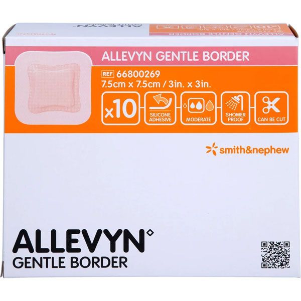 Pansament cu gel siliconic ALLEVYN Gentle Border, 7,5 cm x 7,5 cm, 10 buc.