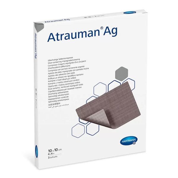 Pansamente impregnate cu unguent neutru si argint ATRAUMAN Ag 10 x 10 cm, cutie 10 buc.