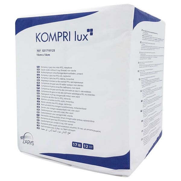 Comprese din tifon, nesterile, KOMPRI lux, 10 cm X 10 cm, 100 buc., 12 pliuri