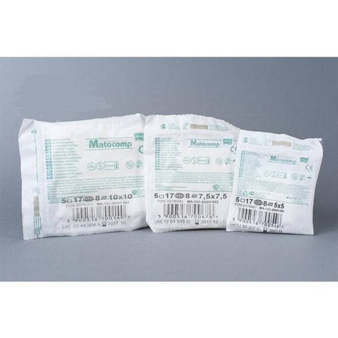 Comprese sterile din tifon MATOCOMP, 8 straturi, blister 5 buc.