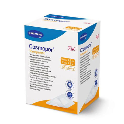 Plasturi sterili cu corp absorbant COSMOPOR Transparent, 5 cm x 7,2 cm, 50 buc.