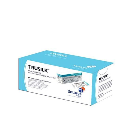 Fire sutura neresorbabile matase TRUSILK cu ac, 12 buc.