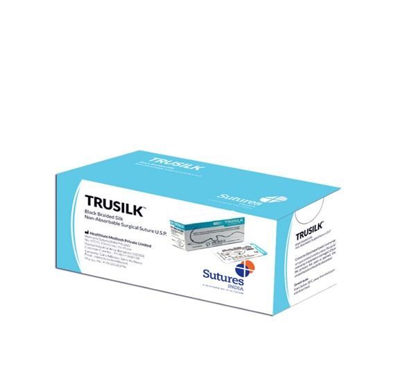 Fire sutura neresorbabile matase TRUSILK cu ac, 12 buc.