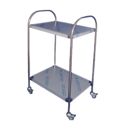 Masa instrumentar inox cu manere orizontale si 2 blaturi