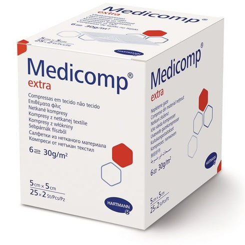 Comprese sterile din netesut, 6 straturi, MEDICOMP EXTRA, 50 buc.