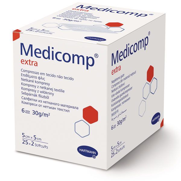 Comprese sterile din netesut, 6 straturi, MEDICOMP EXTRA, 50 buc.
