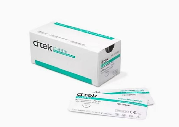 Fire sutura neresorbabile Poliester Demotek, cu ac